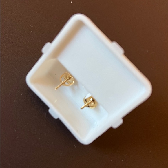 D&D DESIGNER STUD EARRING ROUND BEADED STAMPED 925 14kt GOLD SETTING SCREW BACK - Picture 6 of 6